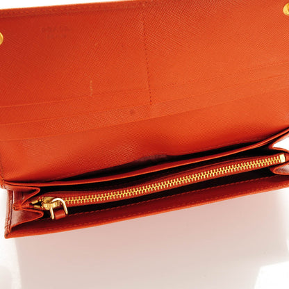 Prada Saffiano Metal Continental Flap Wallet Papaya 5 of 8