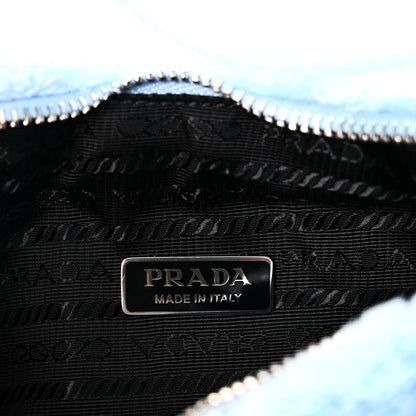 Prada Terry Cloth Mini Re-Edition 2000 Bag Celeste Black 6 of 9