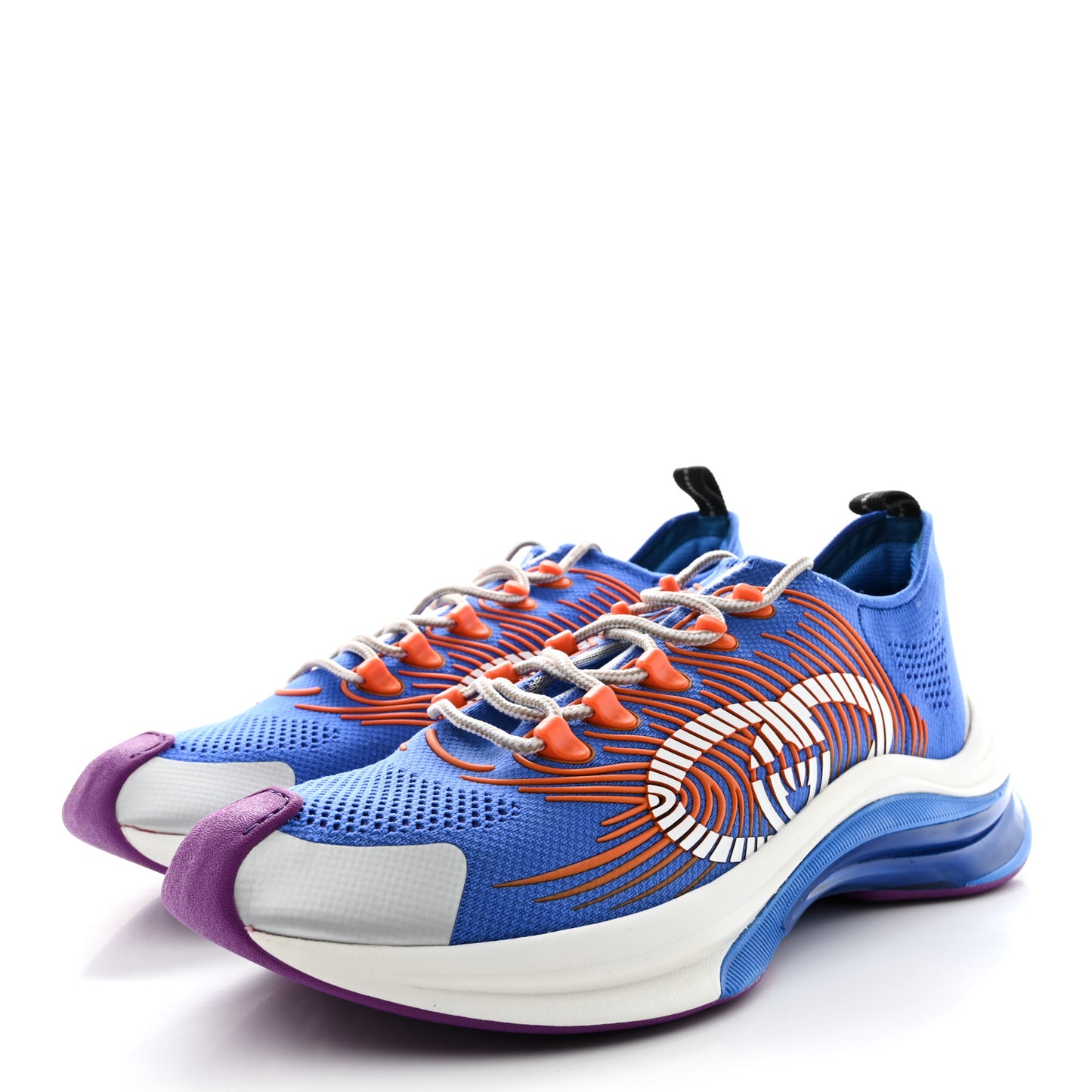Technical Knit Fabric Waves Mens Gucci Run Sneakers 12 Great White Blue