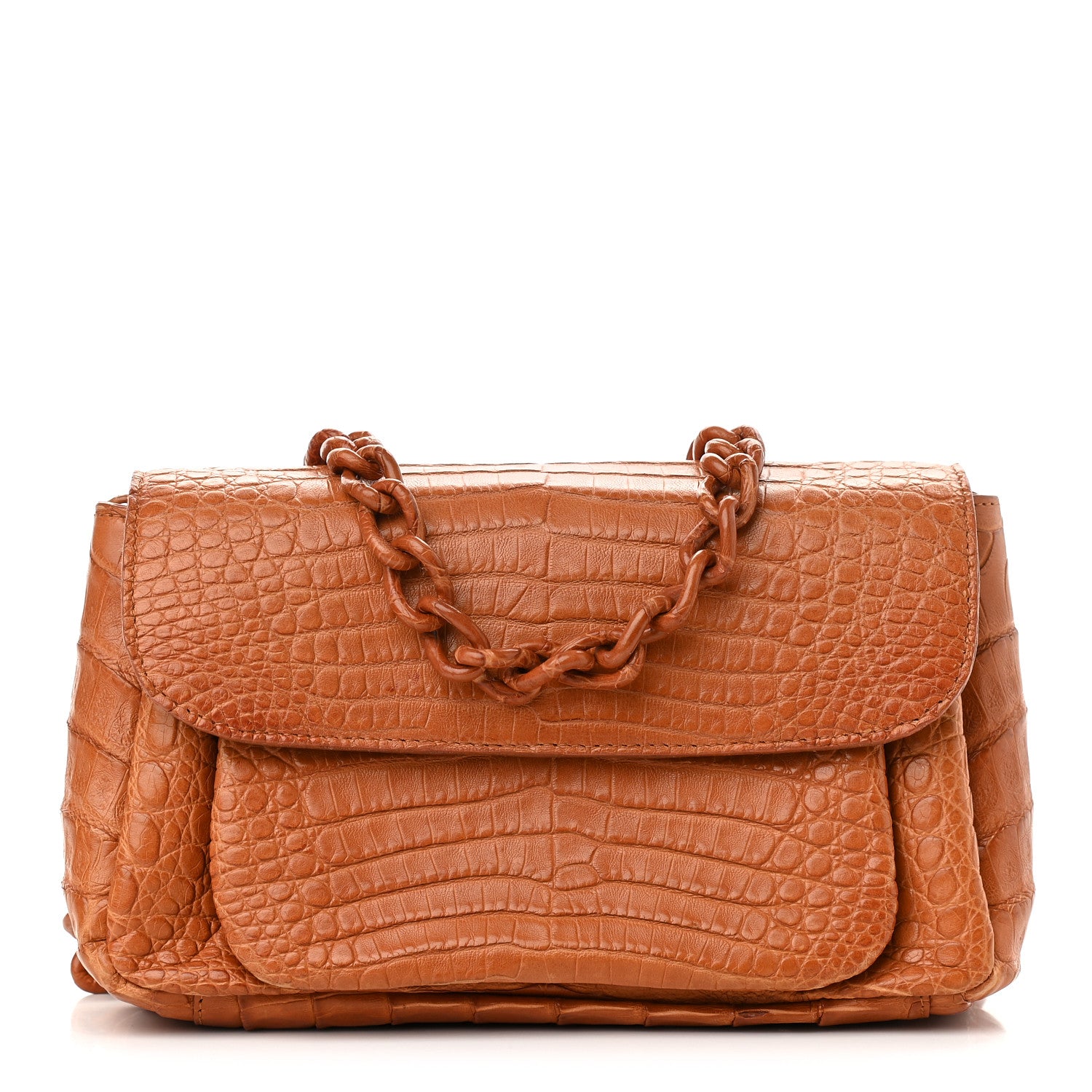 Nancy Gonzalez Crocodile Flap Chain Shoulder Bag Brown 1 of 10