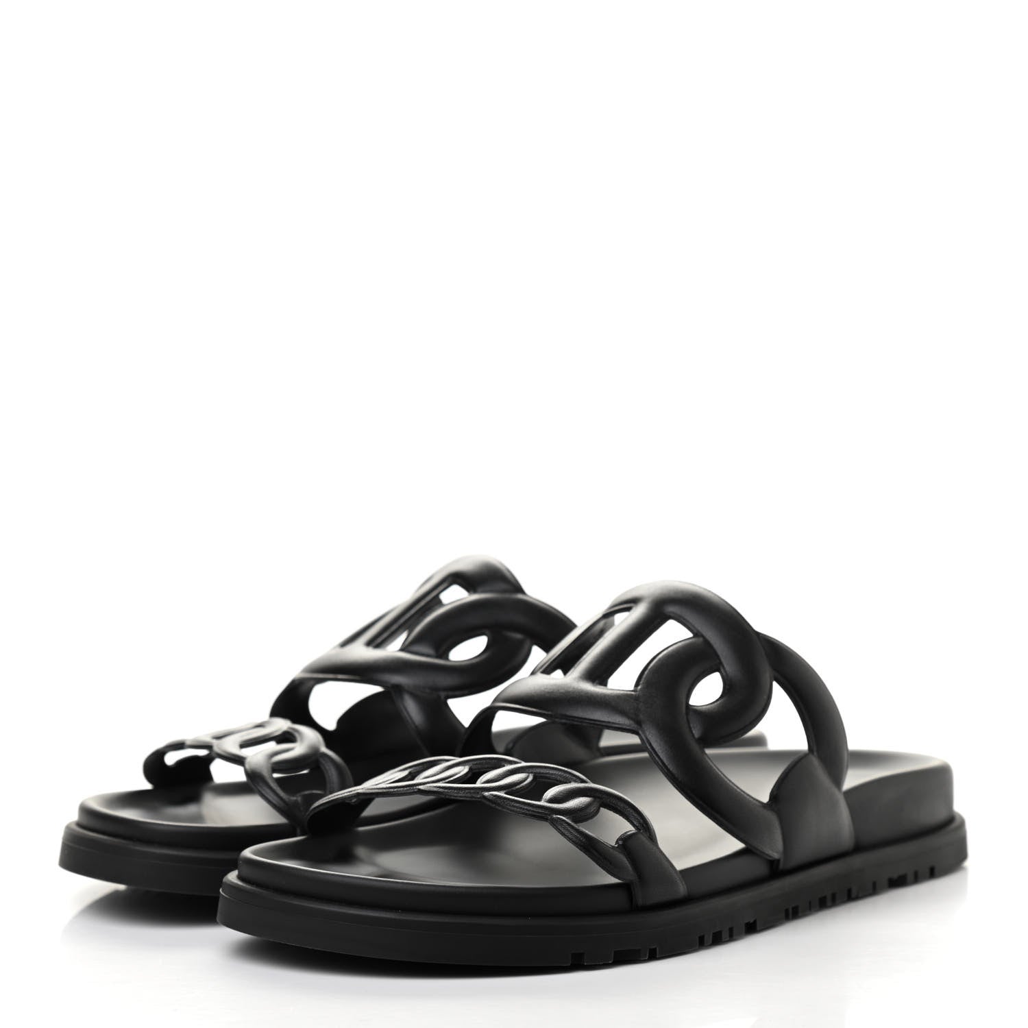 Hermes Nappa Extra Sandals 36.5 Black 3 of 8