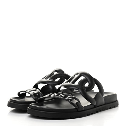Hermes Nappa Extra Sandals 36.5 Black 3 of 8