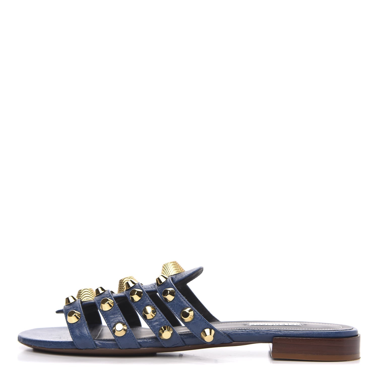 Balenciaga Agneau Giant Gold Stud Sandals 40 Blue 1 of 8