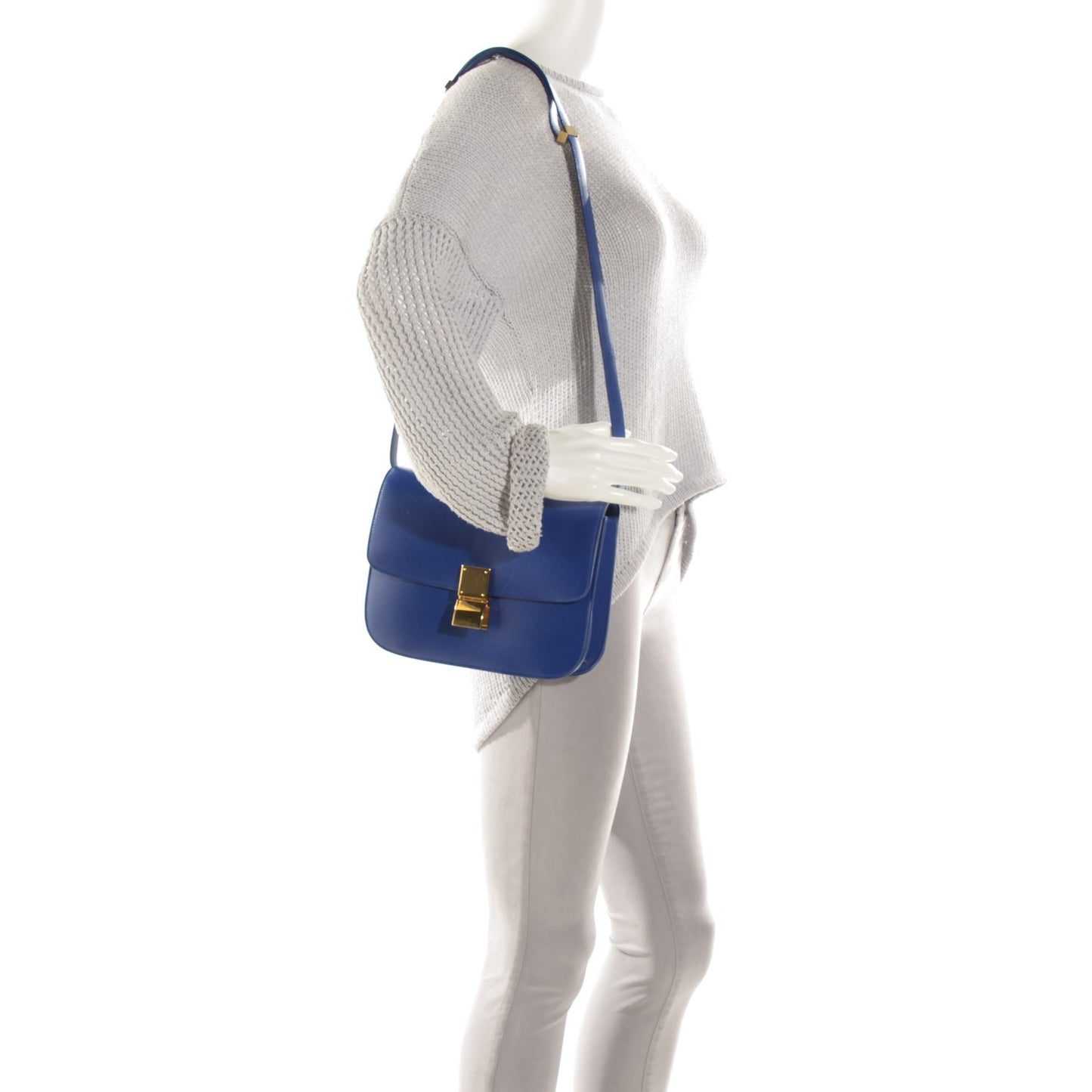 Smooth Calfskin Medium Classic Box Flap Bag Indigo