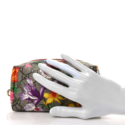 Gucci Soft GG Supreme Monogram Flora Calfskin Medium Ophidia Cosmetic Case Beige Ebony Multicolor Rosso 2 of 9