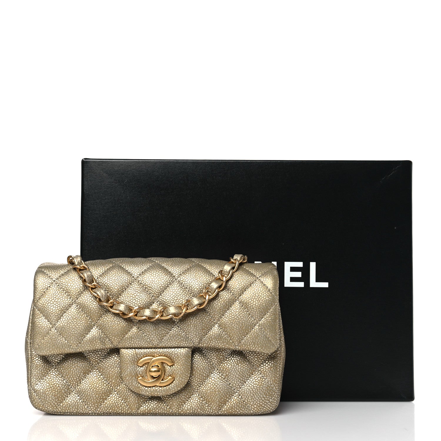 Chanel Metallic Caviar Quilted Mini Rectangular Flap Gold 10 of 10