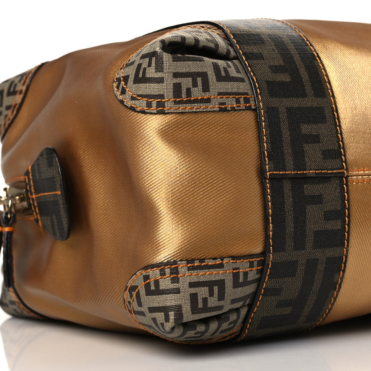 Zucca Zucchino Mixed Media Small B Mix Tote Tobacco Gold