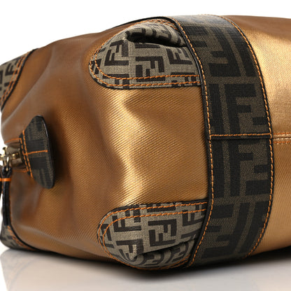 Fendi Zucca Zucchino Mixed Media Small B Mix Tote Tobacco Gold 9 of 10
