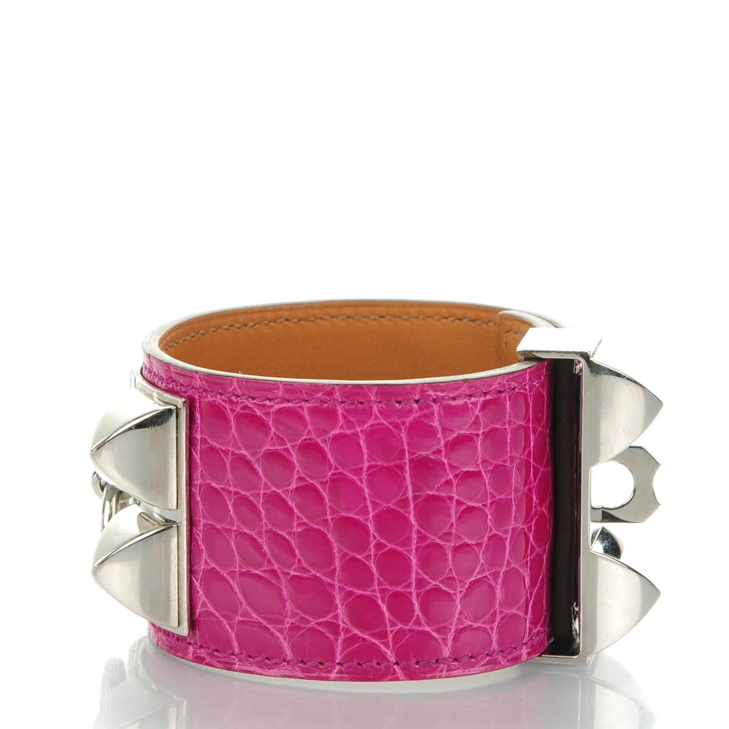 Shiny Alligator Collier De Chien CDC Bracelet Fuchsia