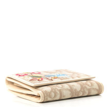 Christian Dior Monogram Vintage Flowers Compact Wallet Beige 4 of 7