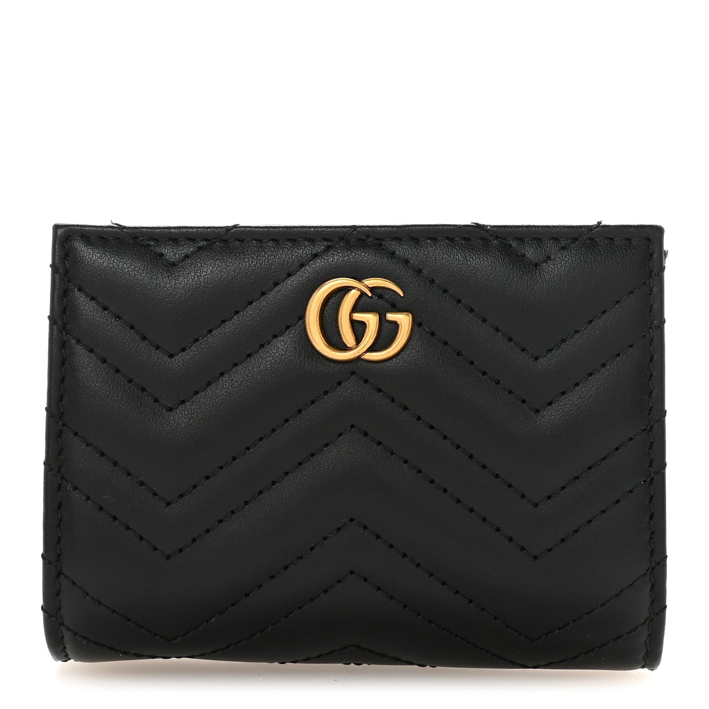 Calfskin Matelasse GG Marmont Card Case Wallet Black