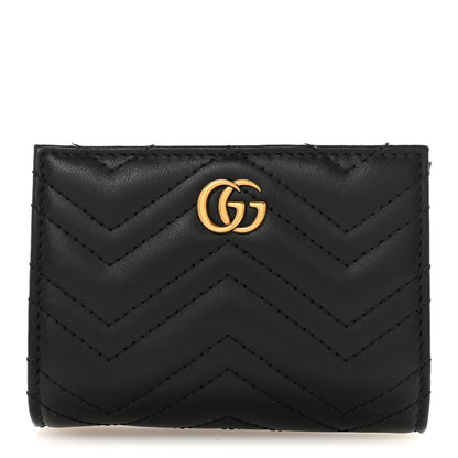 Gucci Calfskin Matelasse GG Marmont Card Case Wallet Black 1 of 8
