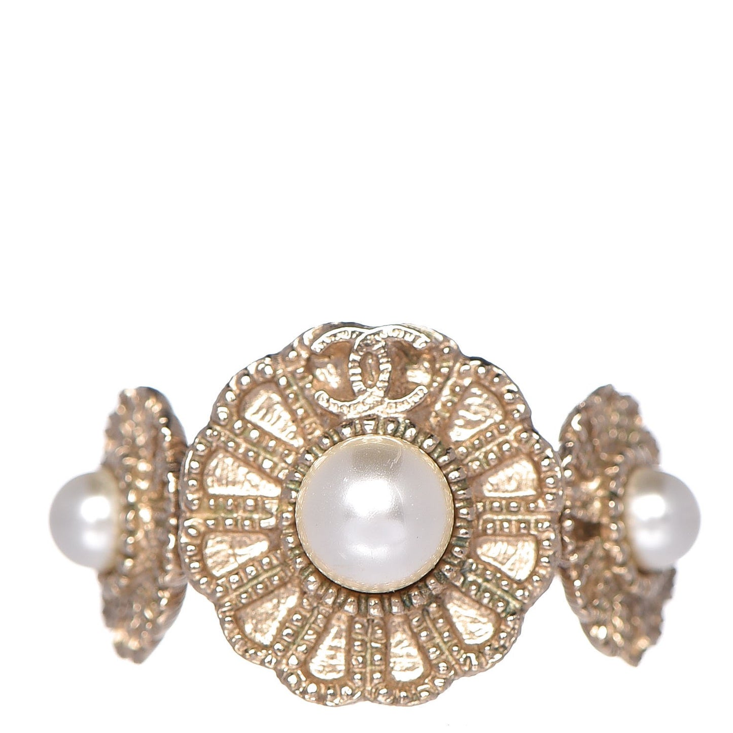 Pearl Camellia CC Ring Light Gold 50.6 5.5