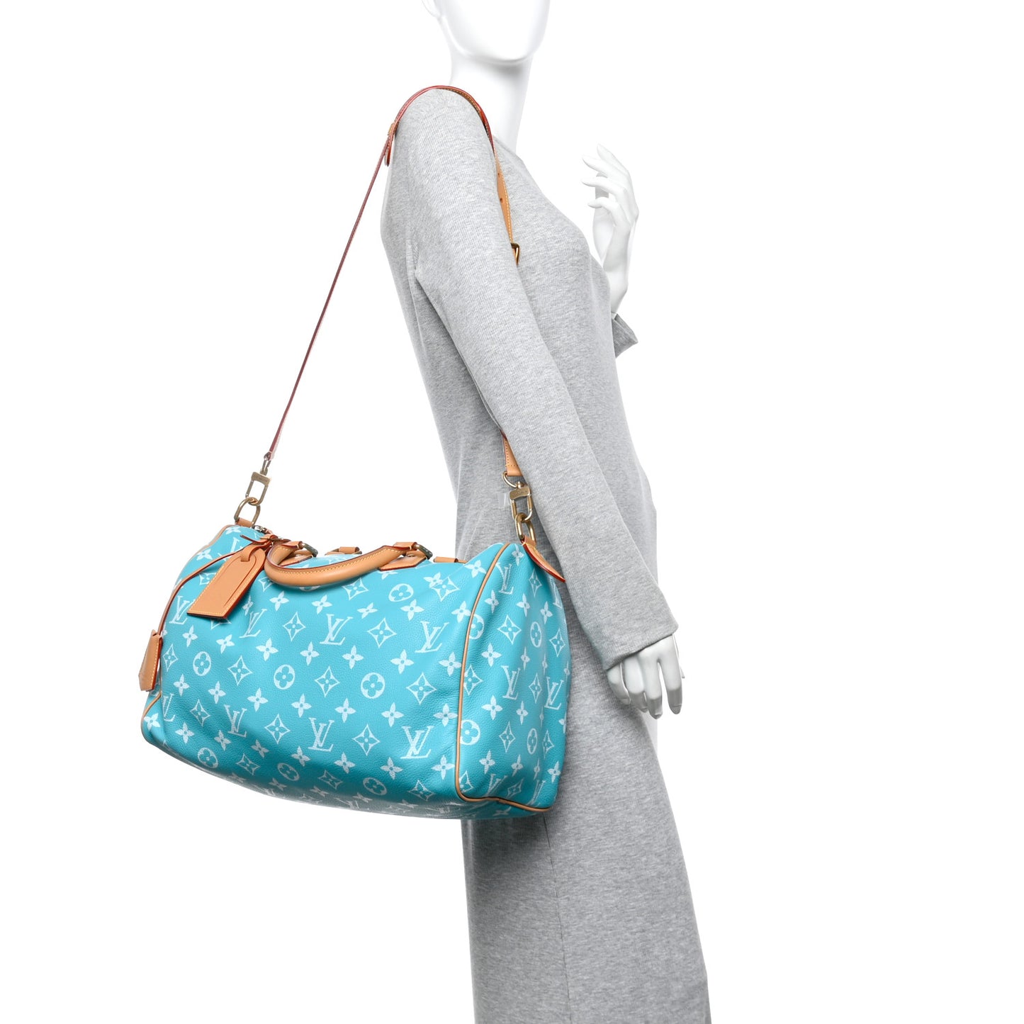Calfskin Monogram Speedy P9 Bandouliere 40 Turquoise