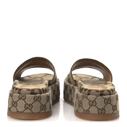 Gucci Monogram Maxi GG Angelina Platform 55mm Slide Sandals 39.5 Camel Ebony 6 of 11