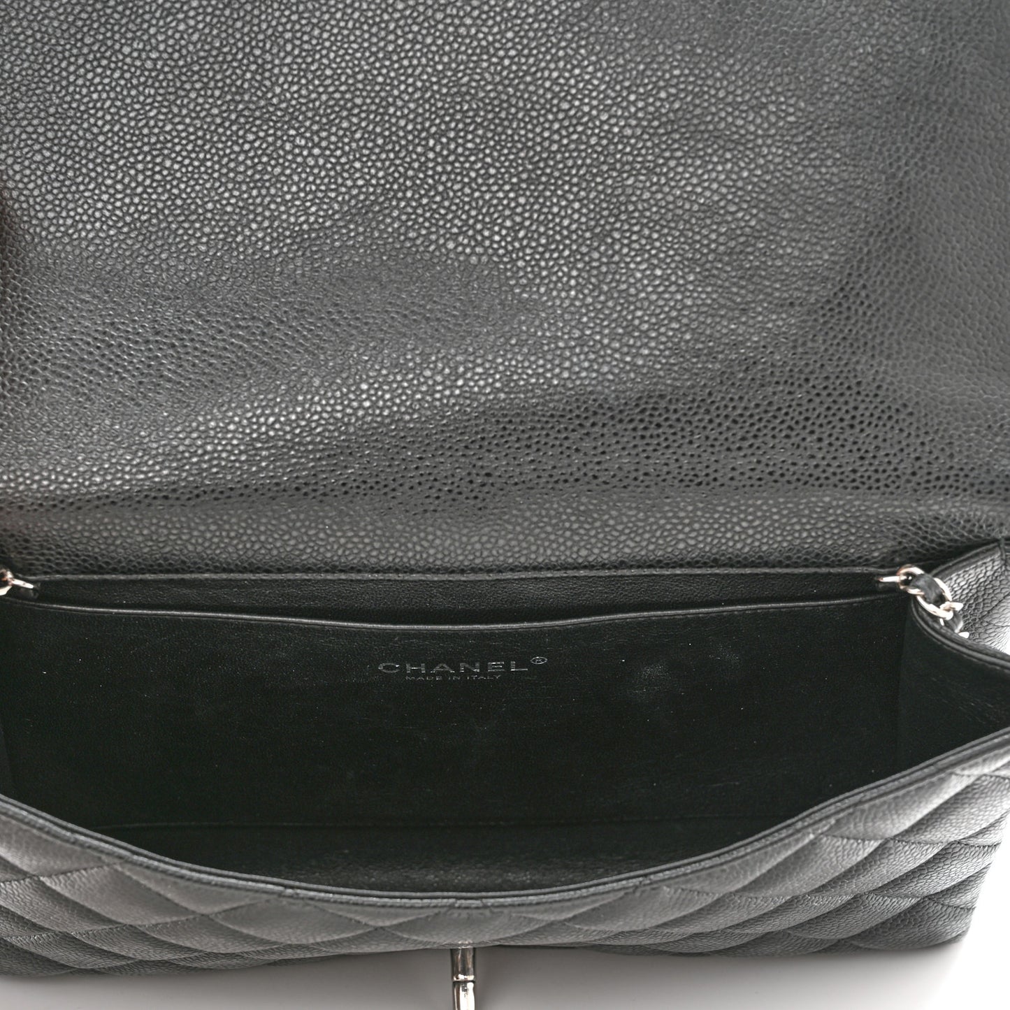 Caviar Quilted Clutch With Chain Flap Black