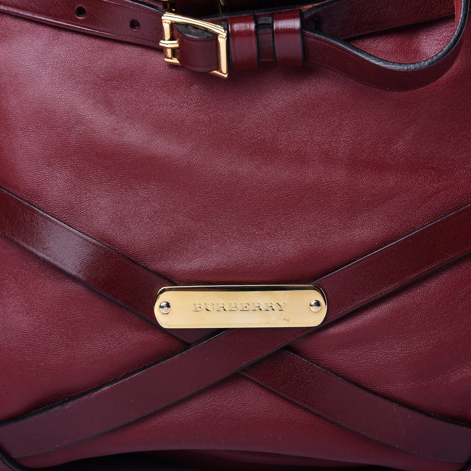 Burberry Lambskin Bridle Calfskin Small Dutton Hobo Claret Red 10 of 10