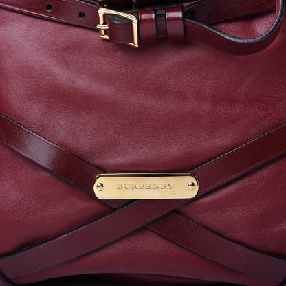 Burberry Lambskin Bridle Calfskin Small Dutton Hobo Claret Red 10 of 10