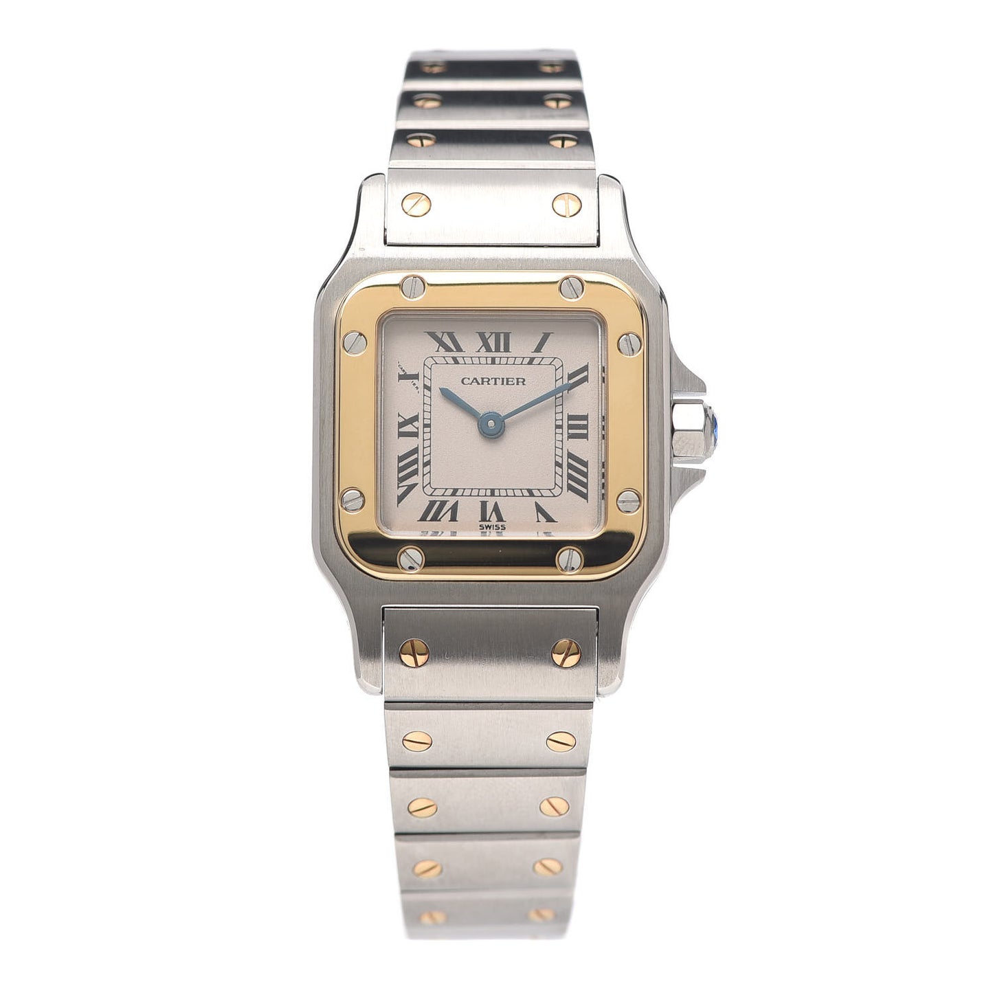 Stainless Steel 18K Yellow Gold 24mm Santos De Cartier Galbee Quartz Watch