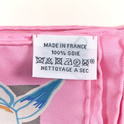 Hermes Silk Double Face Mille Feuilles Scarf 90 Rose Turquoise Multicolore 4 of 5