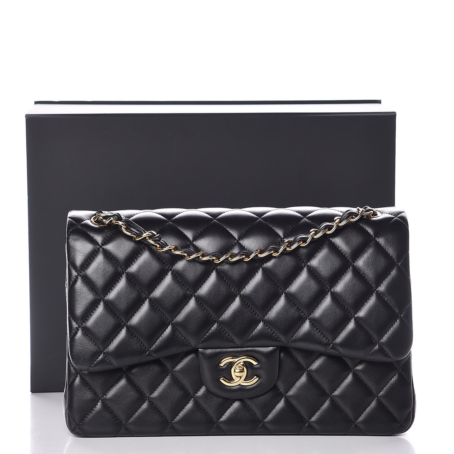 Chanel Lambskin Quilted Jumbo Double Flap Black 9 of 9