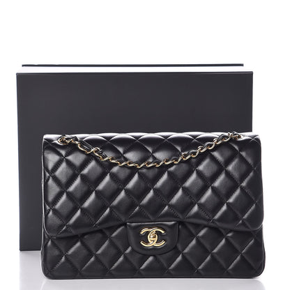 Chanel Lambskin Quilted Jumbo Double Flap Black 9 of 9