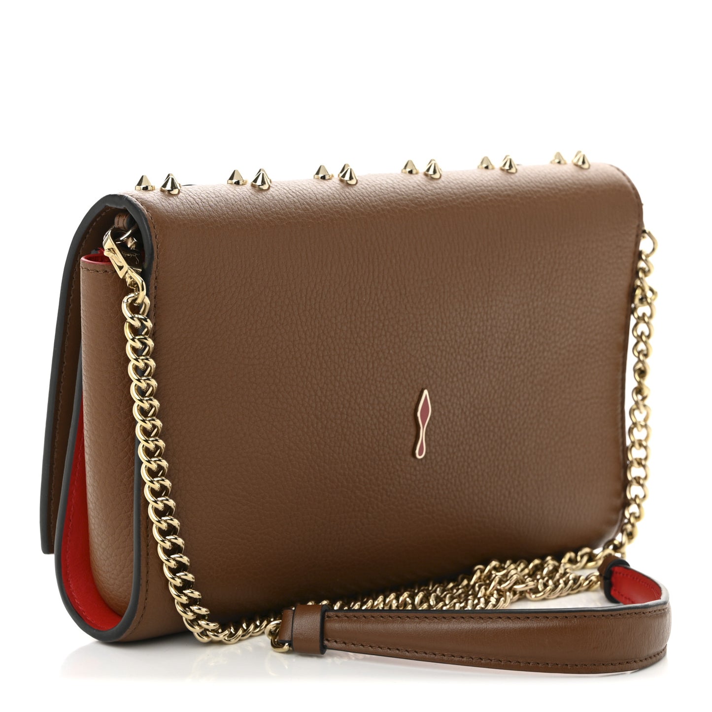Calfskin Spikes Loubinthesky Paloma Wallet On Chain  Biscotto