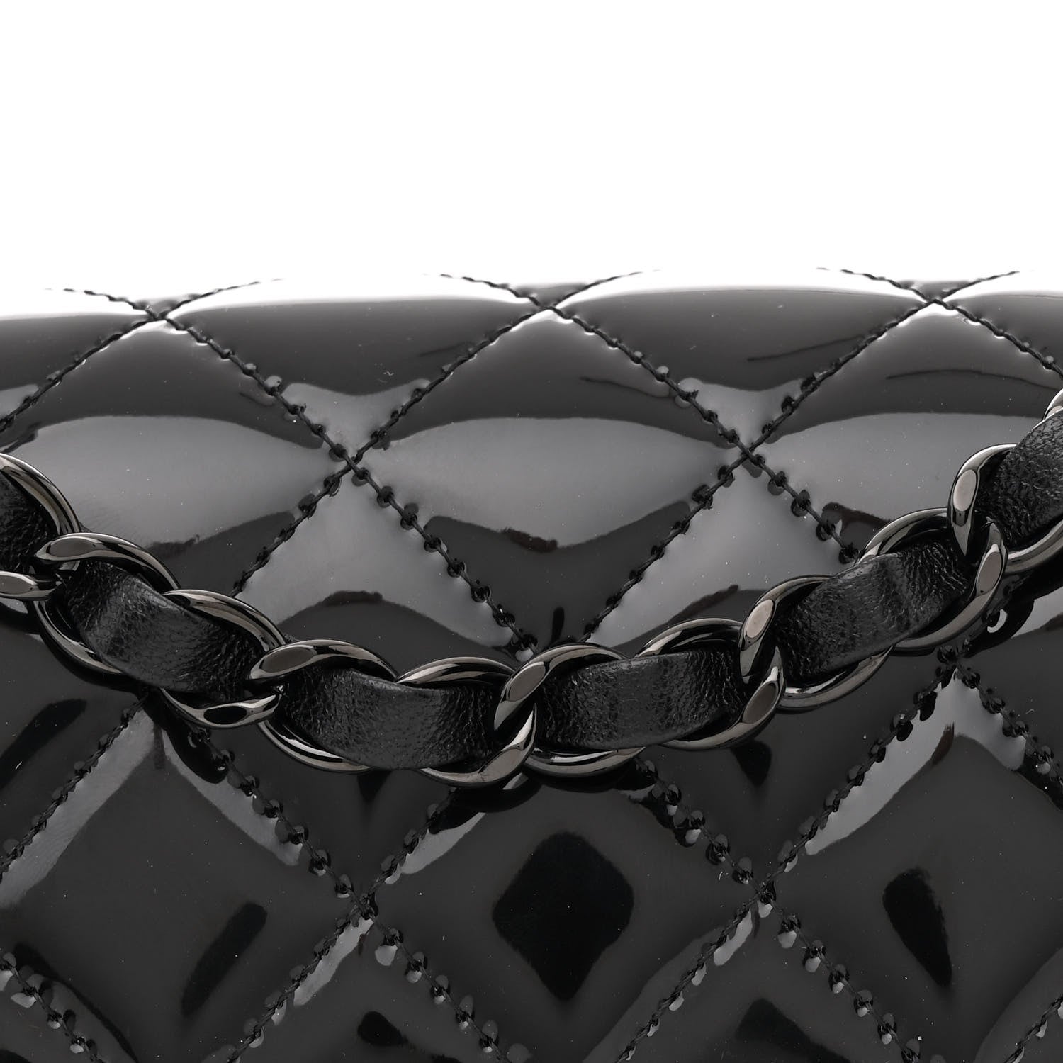 Chanel Patent Calfskin Quilted Mini Rectangular Flap So Black 8 of 11