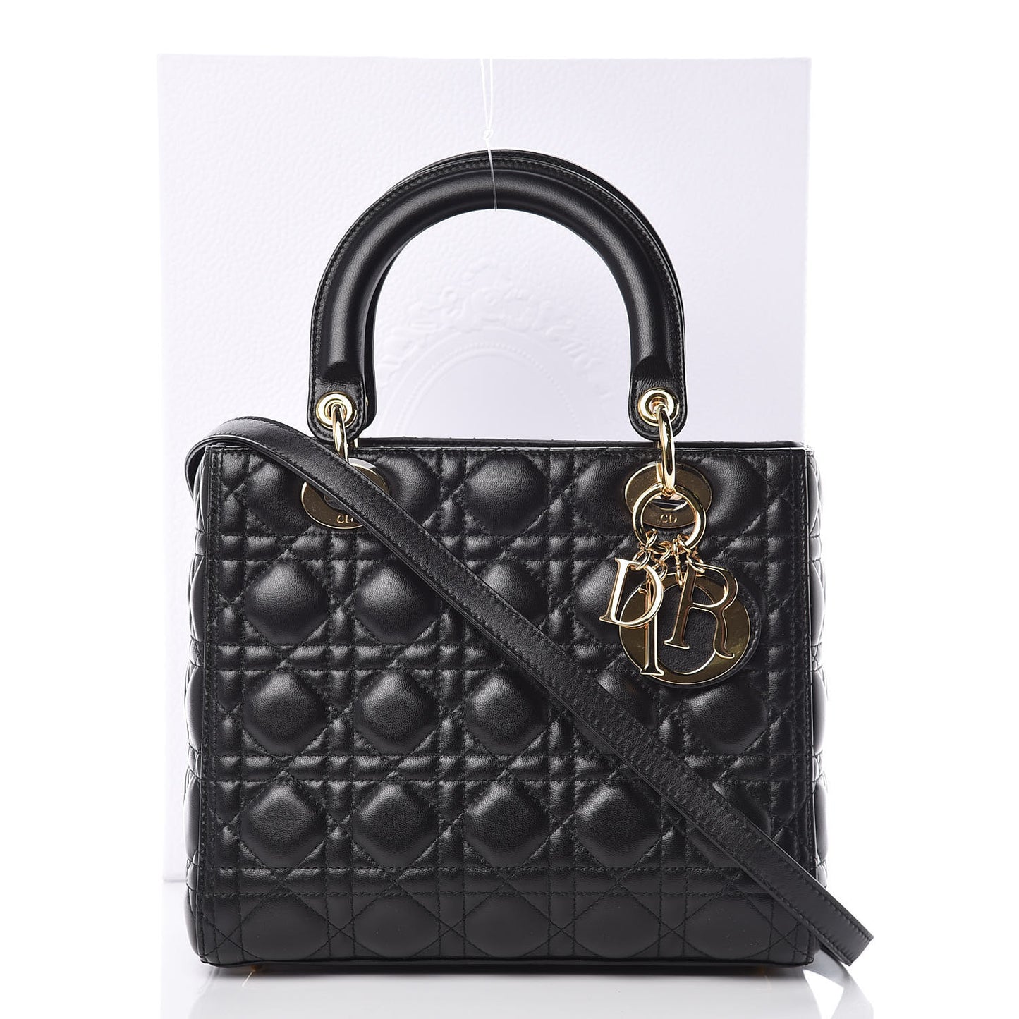 Lambskin Cannage Medium Lady Dior Black