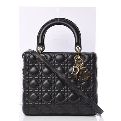 Christian Dior Lambskin Cannage Medium Lady Dior Black 11 of 11