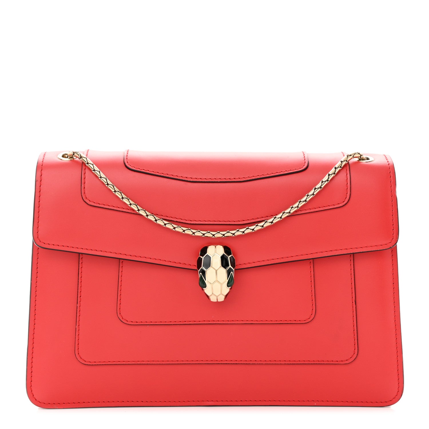 Bulgari Calfskin Serpenti Forever Shoulder Bag Red 1 of 10