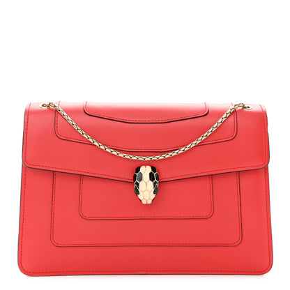 Bulgari Calfskin Serpenti Forever Shoulder Bag Red 1 of 10