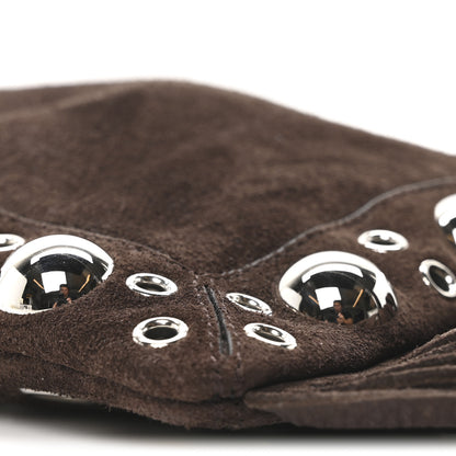 Valentino Garavani Suede Studded Nellcote Fringe Shoulder Bag Brown 8 of 9