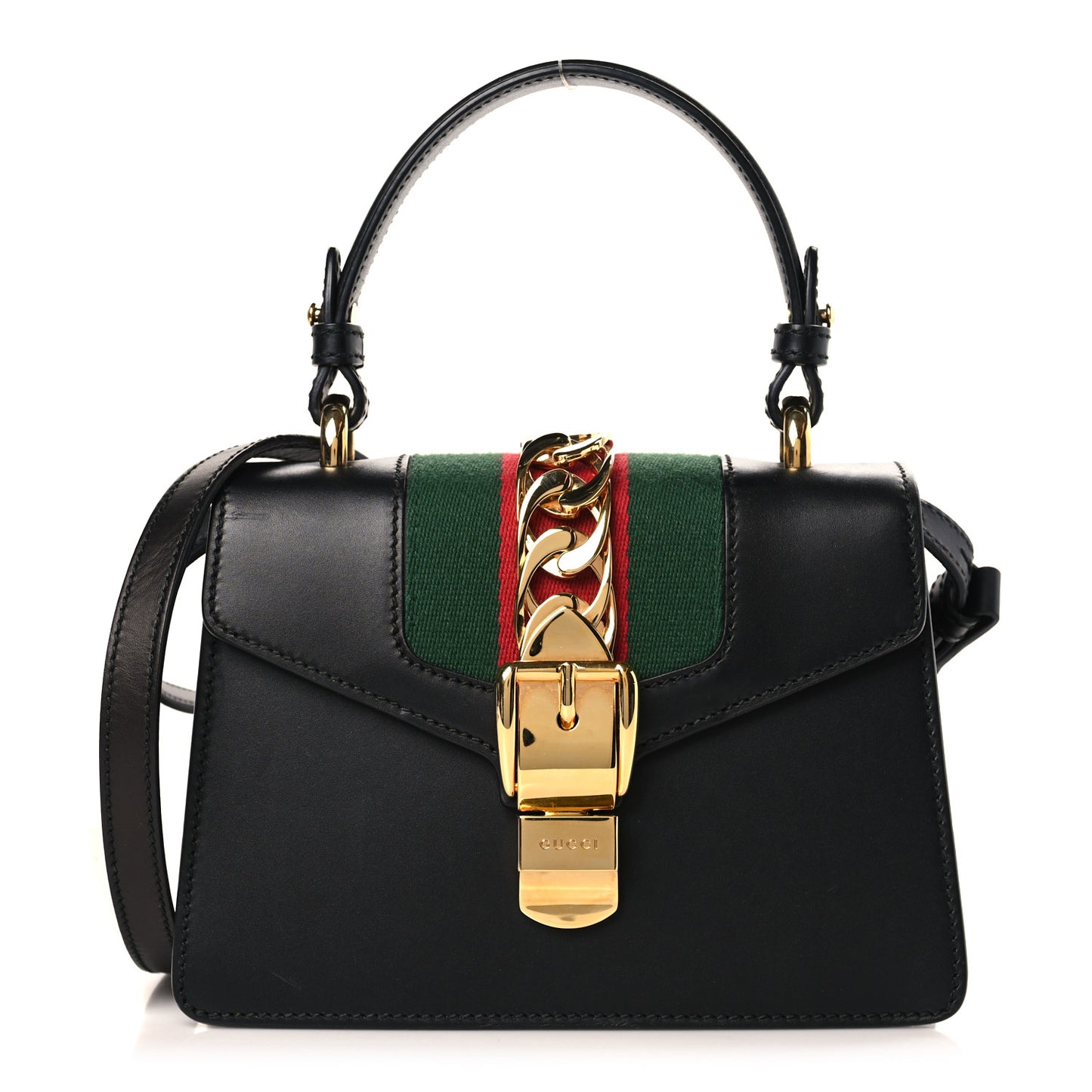 Calfskin Mini Sylvie Top Handle Bag Black