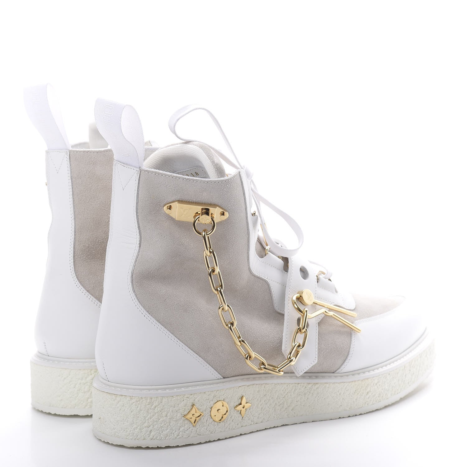 Louis Vuitton Calfskin Suede Mens Creeper Ankle Boots 10 White 4 of 9