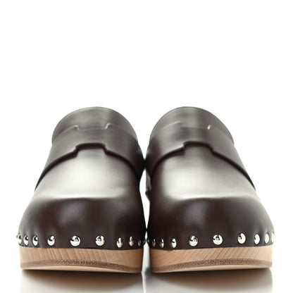 Hermes Calfskin Calya Mules 37 Brown 2 of 8