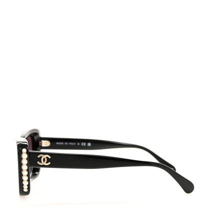 Chanel Acetate Pearl Cat Eye CC Sunglasses 5481-H-A Black 3 of 8