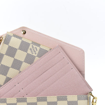 Louis Vuitton Damier Azur Pochette Felicie Chain Wallet Rose Ballerine 7 of 11