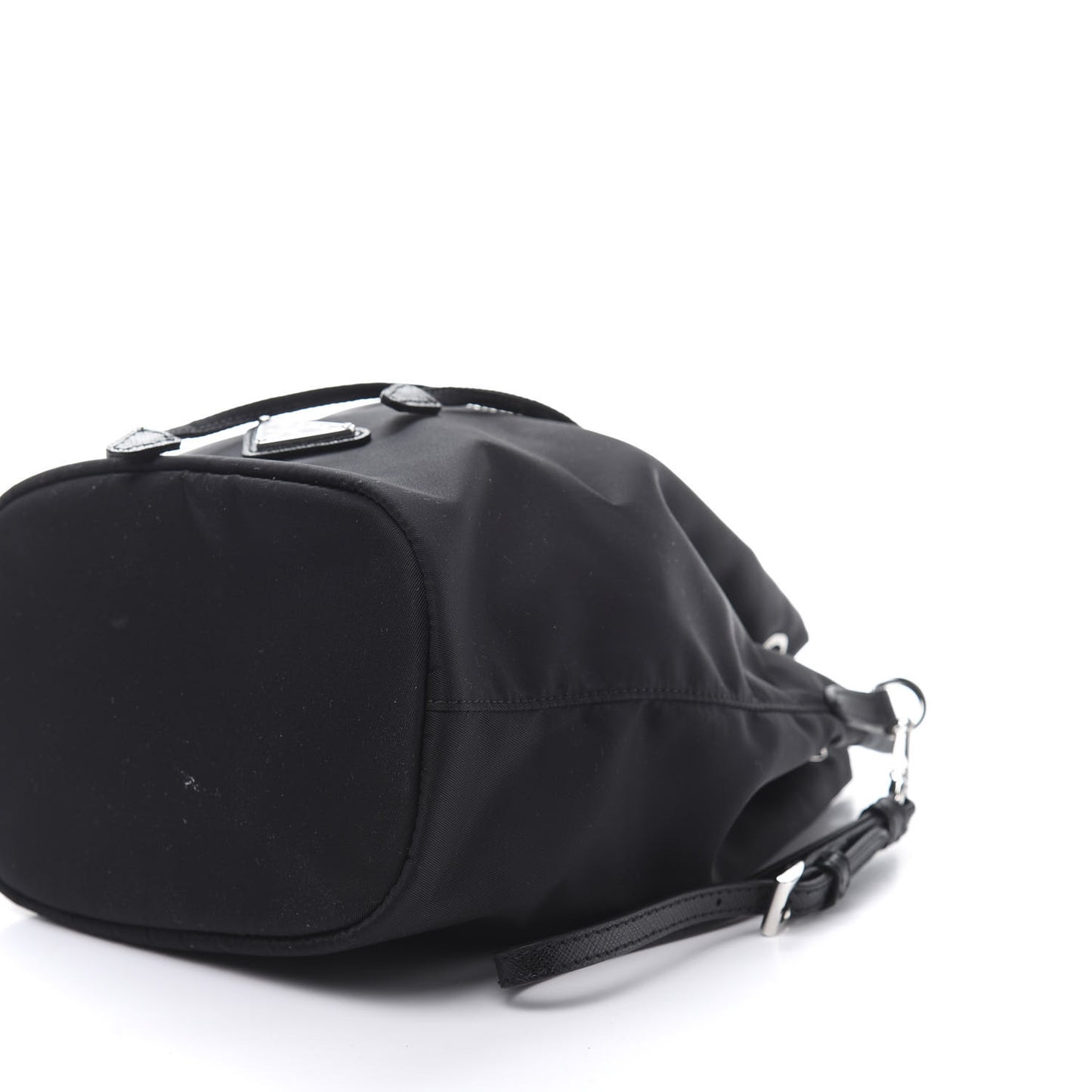 Saffiano Tessuto Nylon Vela Bucket Wristlet Black