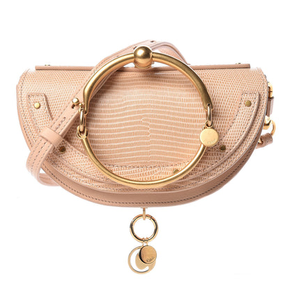 Chloe Calfskin Lizard Embossed Nile Bracelet Minaudiere Bag Pink 1 of 9