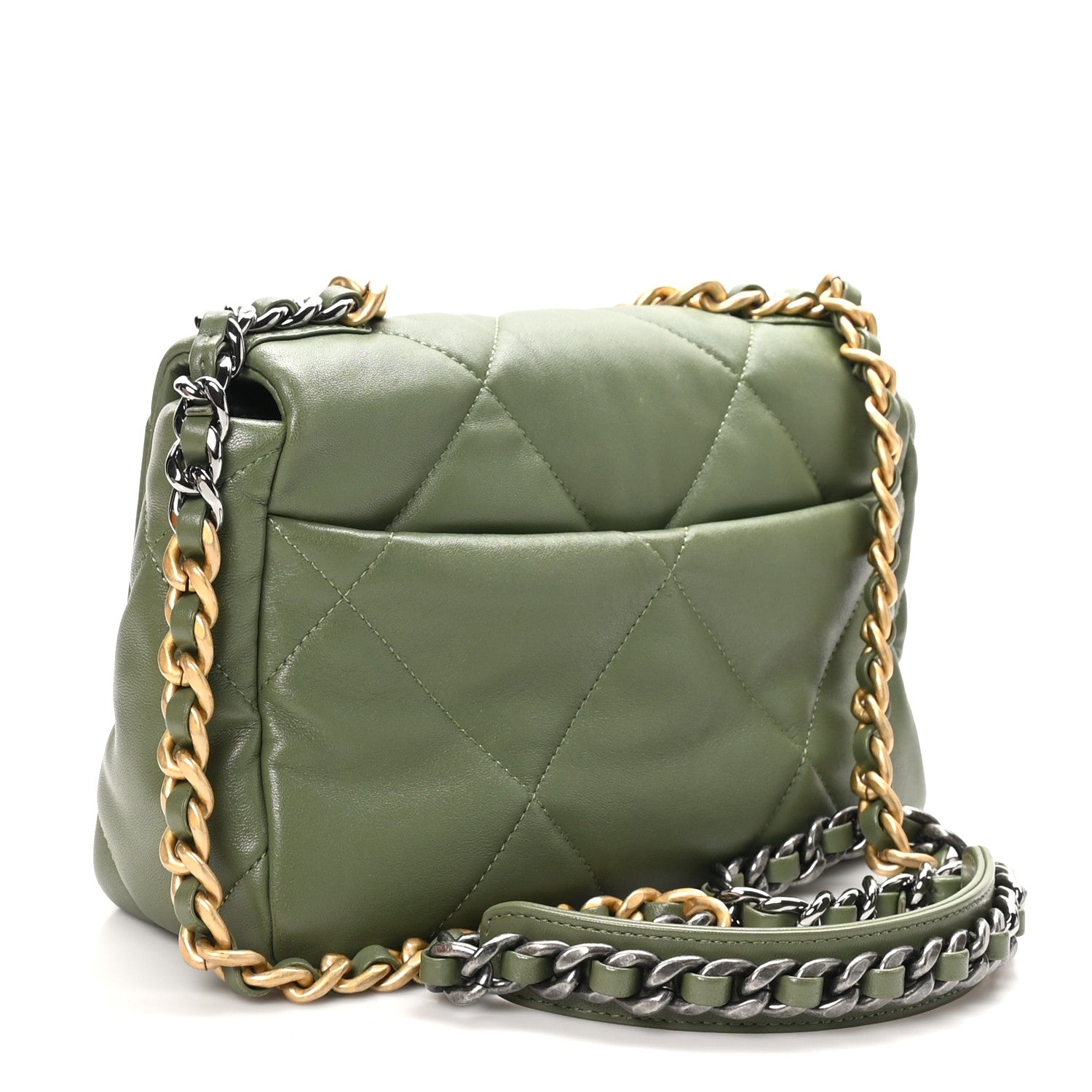Chanel Lambskin Quilted Medium Chanel 19 Flap Green 3 of 11