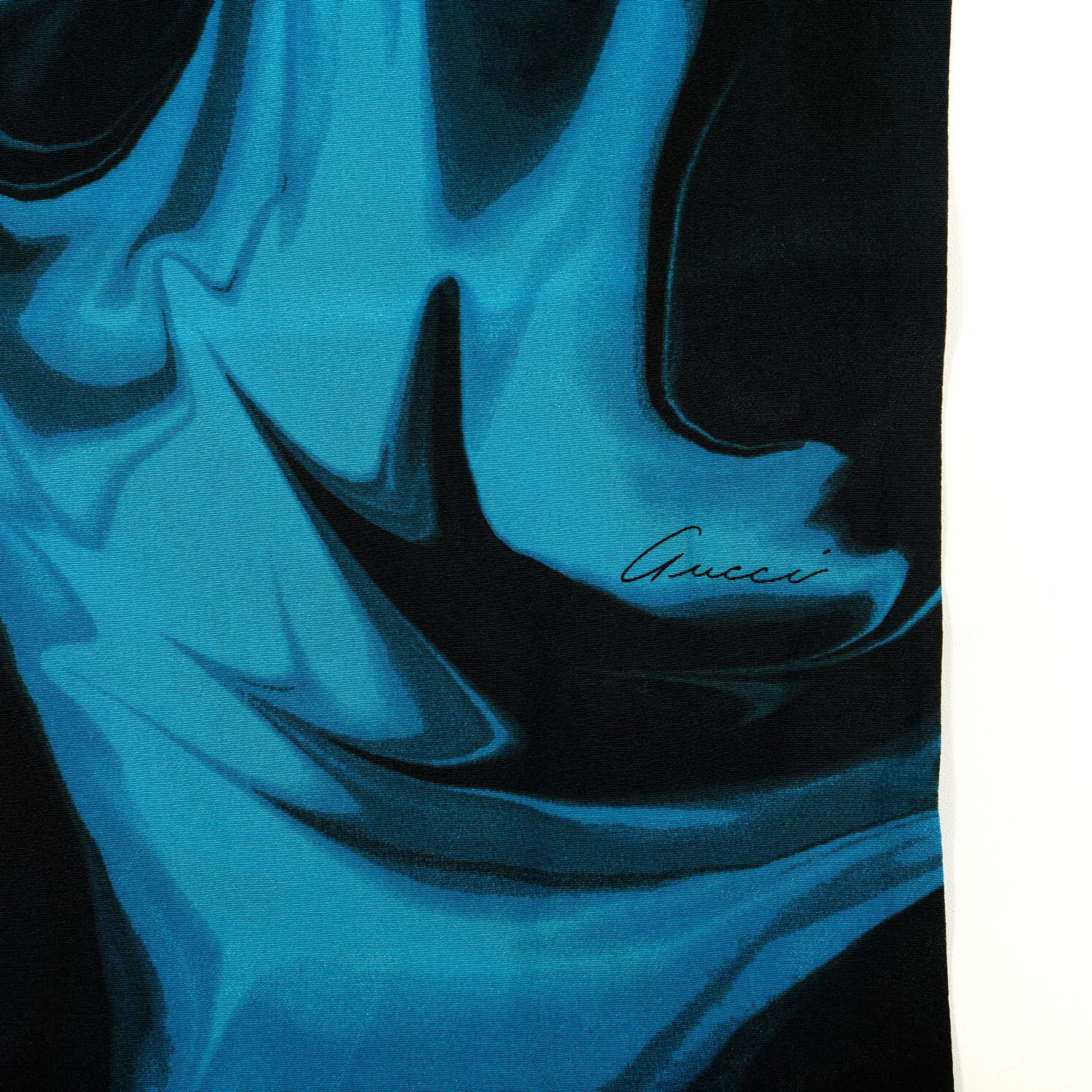 Gucci Silk Scarf Blue Black 3 of 3