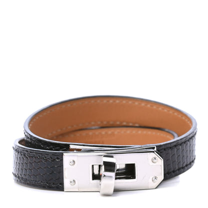 Hermes Lizard Kelly Double Tour Bracelet T3 Black 1 of 4