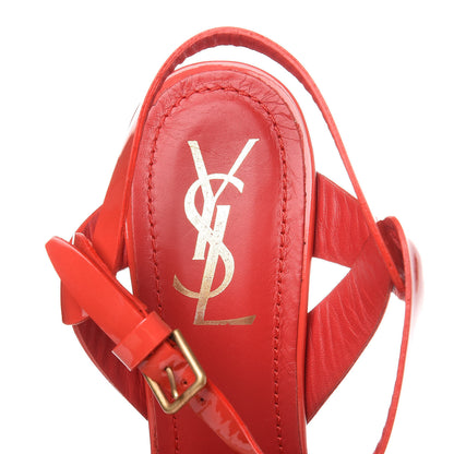 Saint Laurent Vitello Vernice Soft Tribute 75 Platform Sandals 39.5 Lobster 6 of 9