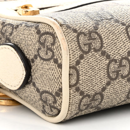 Gucci GG Supreme Monogram Textured Calfskin Web Mini Ophidia Shoulder Bag Beige Ebony Mystic White 9 of 11