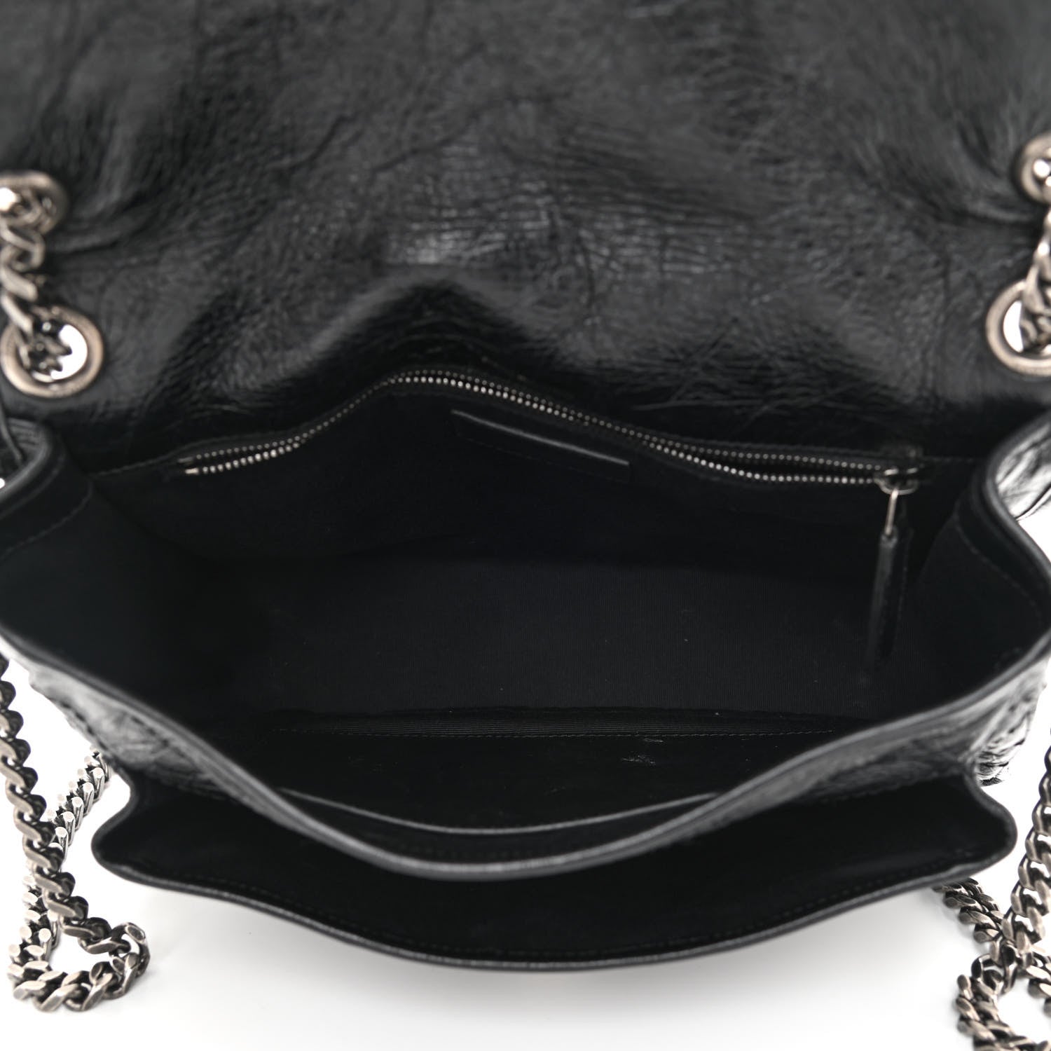 Saint Laurent Crinkled Calfskin Matelasse Monogram Medium Niki Chain Satchel Black 5 of 8