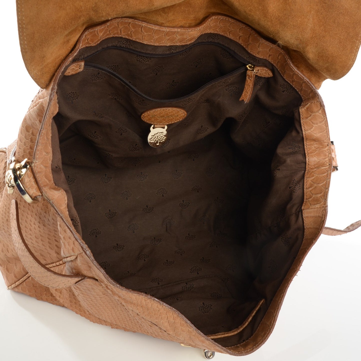 Silky Calfskin Snake Print Oversized Alexa Deer Brown