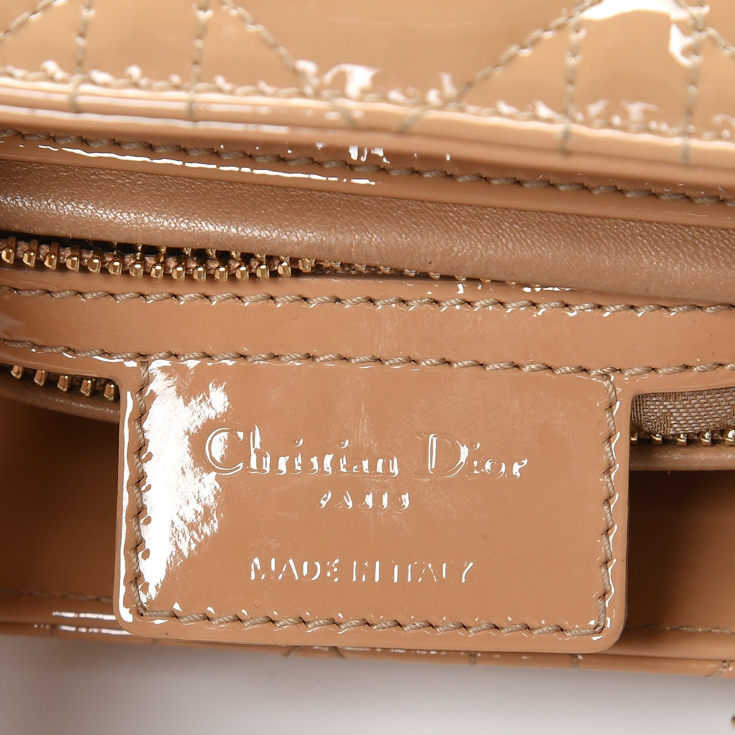 Patent Cannage Medium Lady Dior Beige