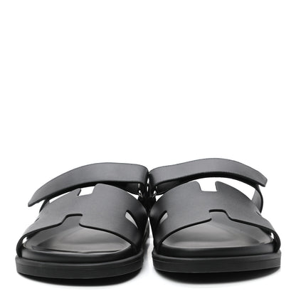 Hermes Calfskin Mens Chypre Sandals 43 Black 2 of 9