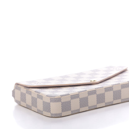 Louis Vuitton Damier Azur Pochette Felicie Chain Wallet Rose Ballerine 8 of 10